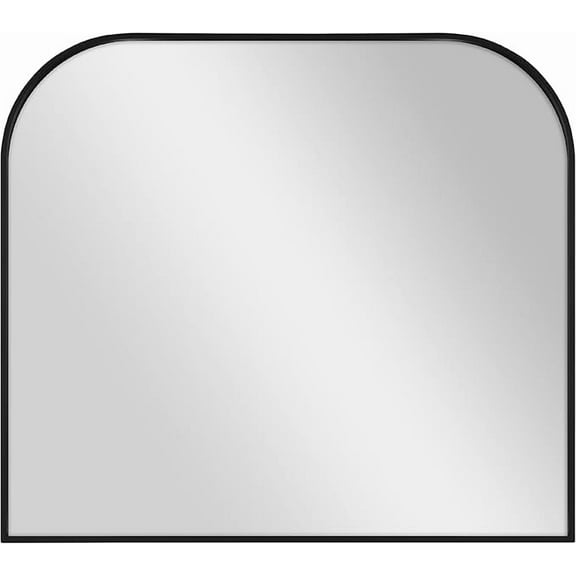 MCS Master & Co. Modern Metal Large Wall Mirror, Minimalist Home Decor Mantel Arch Mirror for Living Room, Bedroom, or Bathroom, 36 by 32 Inch, Black
