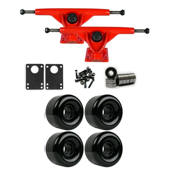 RKP Red Longboard Trucks Wheels Package 65mm x 44mm 83A Black