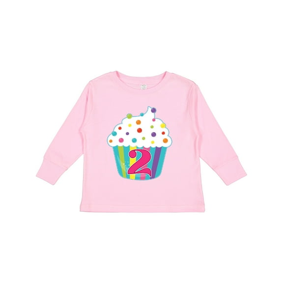Inktastic 2nd Birthday Cupcake Boys or Girls Long Sleeve Toddler T-Shirt
