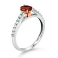 thumbnail image 3 of Gem Stone King 925 Silver and 10K Rose Gold Red Garnet and White Lab Grown Diamond Engagement Ring for Women (0.75 Cttw, Oval 6X4MM, Gemstone January Birthstone, Size 9), 3 of 4