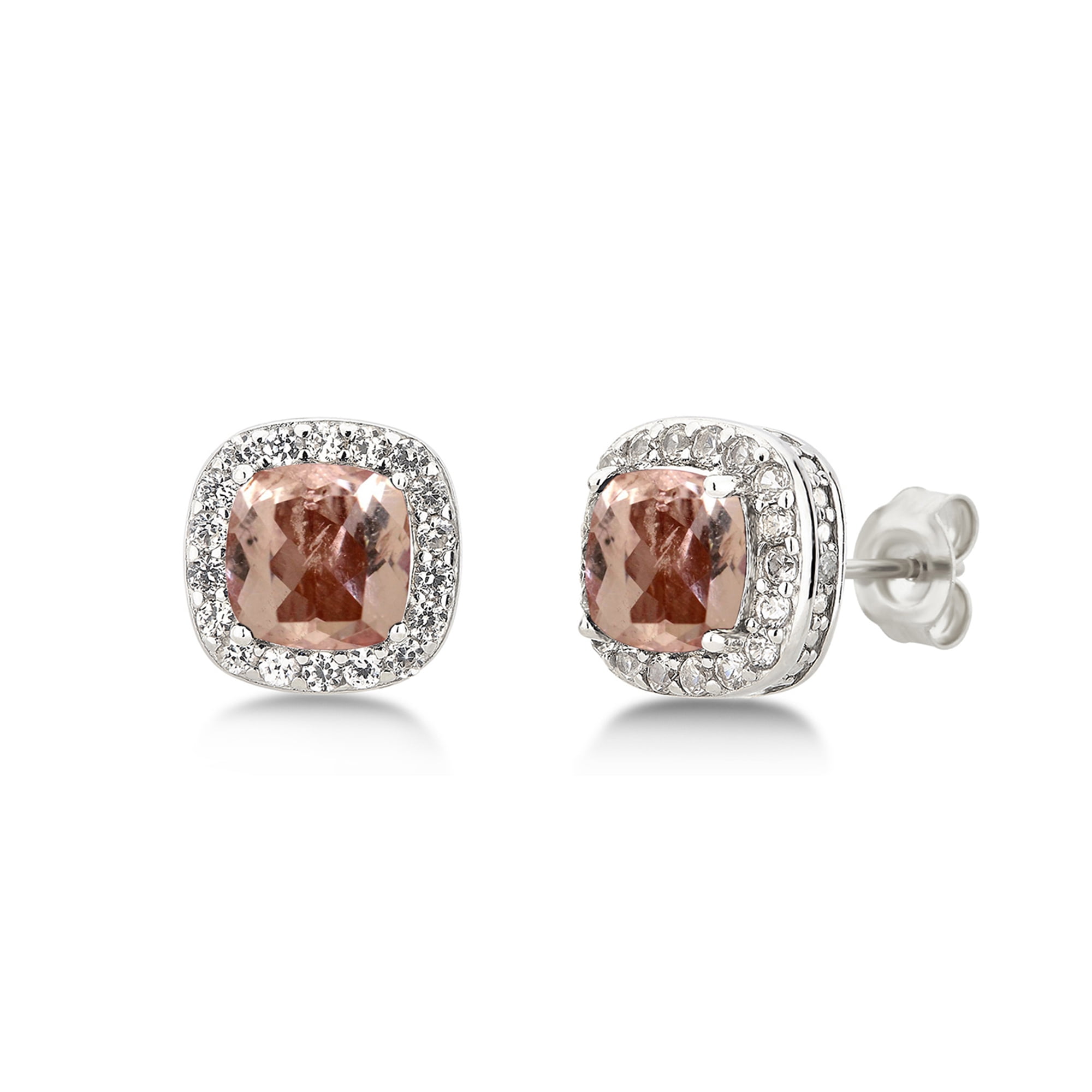 Diam accent, Created Morganite & White Sapphire Sterling Silver 3 pcs Jewelry Set