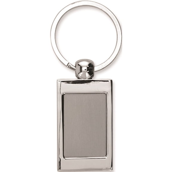 Nickel-Plated Polished And Satin Rectangle Key Ring Designer Jewelry by Sweet Pea