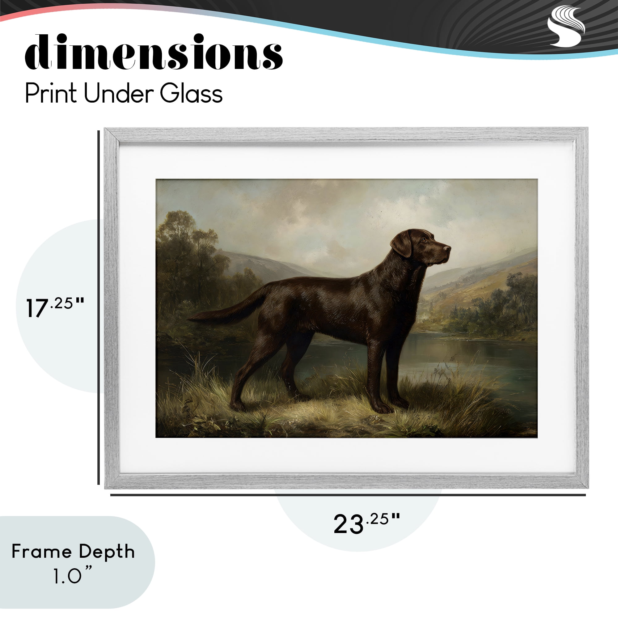 Stupell Industries On Alert Hunting Dog Gray Framed Print Under Glass, design by Petal Prints Design