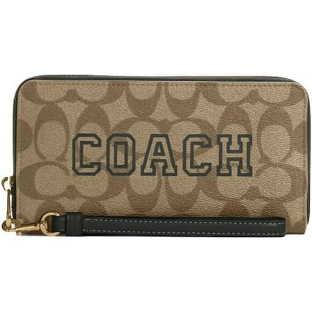 Coach Long Zip Around Wallet (IM/Khaki/Amazon Green)