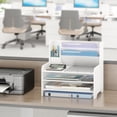 thumbnail image 5 of Desk File Organizer - 6-Tier Desktop Mail Letter Tray Paper Document Organizer with Pen Holder for Home Office Supplies, Office Desk Accessories & Workspace (White), 5 of 15