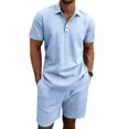thumbnail image 2 of Men 2 Piece Outfits Casual Top and Pants Sets Light Blue XL, 2 of 9
