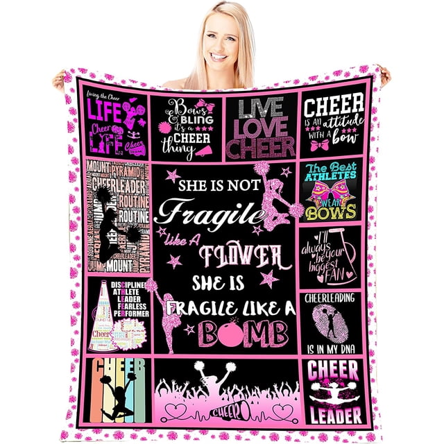 LHSHID Cheerleaders Blanket for Girls Cheerleading Gifts Throw Blanket Ultra Soft Cheer Blanket Comfortable Flannel Blankets Birthday Christmas Gift for Teens Kids Blanket 50x60in