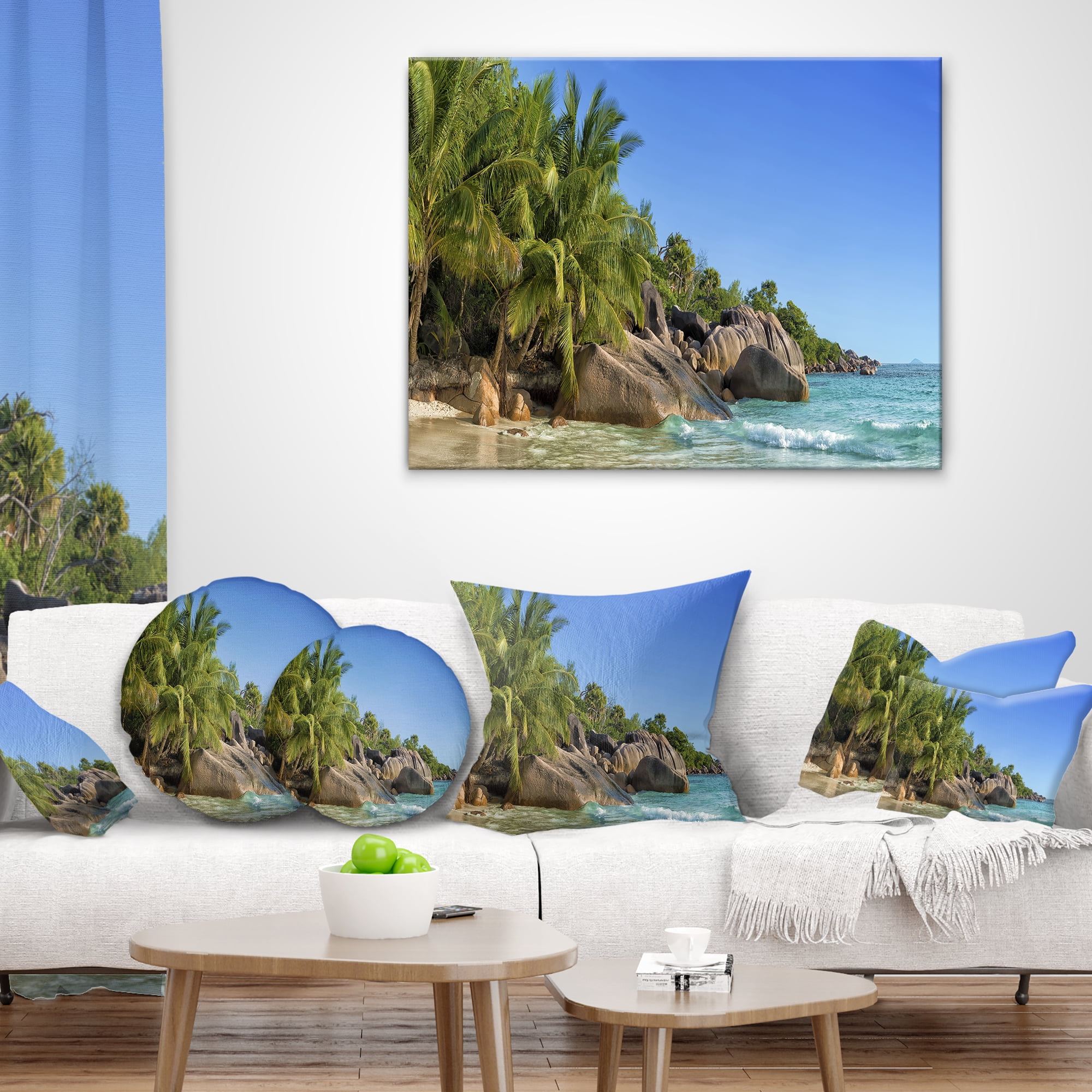 Designart Anse Lazio Praslin Island Seychelles - Seashore Throw Pillow - 18x18