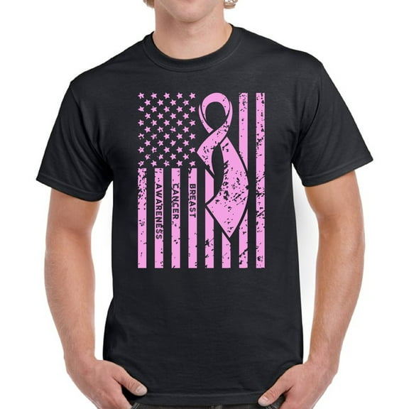 Breast Cancer Awareness TShirt for Men Awareness Mens T-Shirt - S M L XL 2XL 3XL 4XL 5XL Graphic Tee - Pink Ribbon Gift Top Shirt for Him