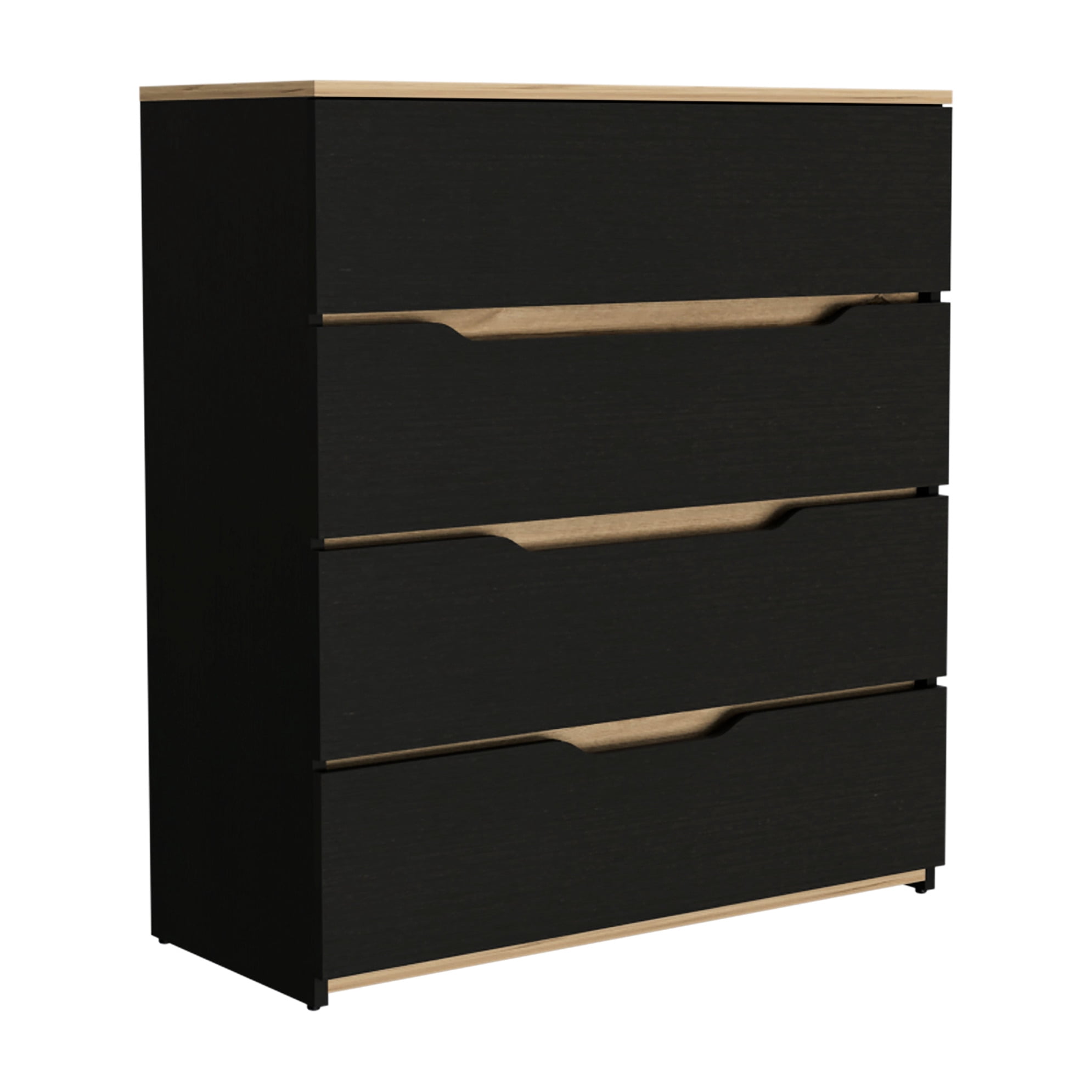 3 Bedroom Ensemble: Dresser & 2 Nightstands. Black/ Oak Style 