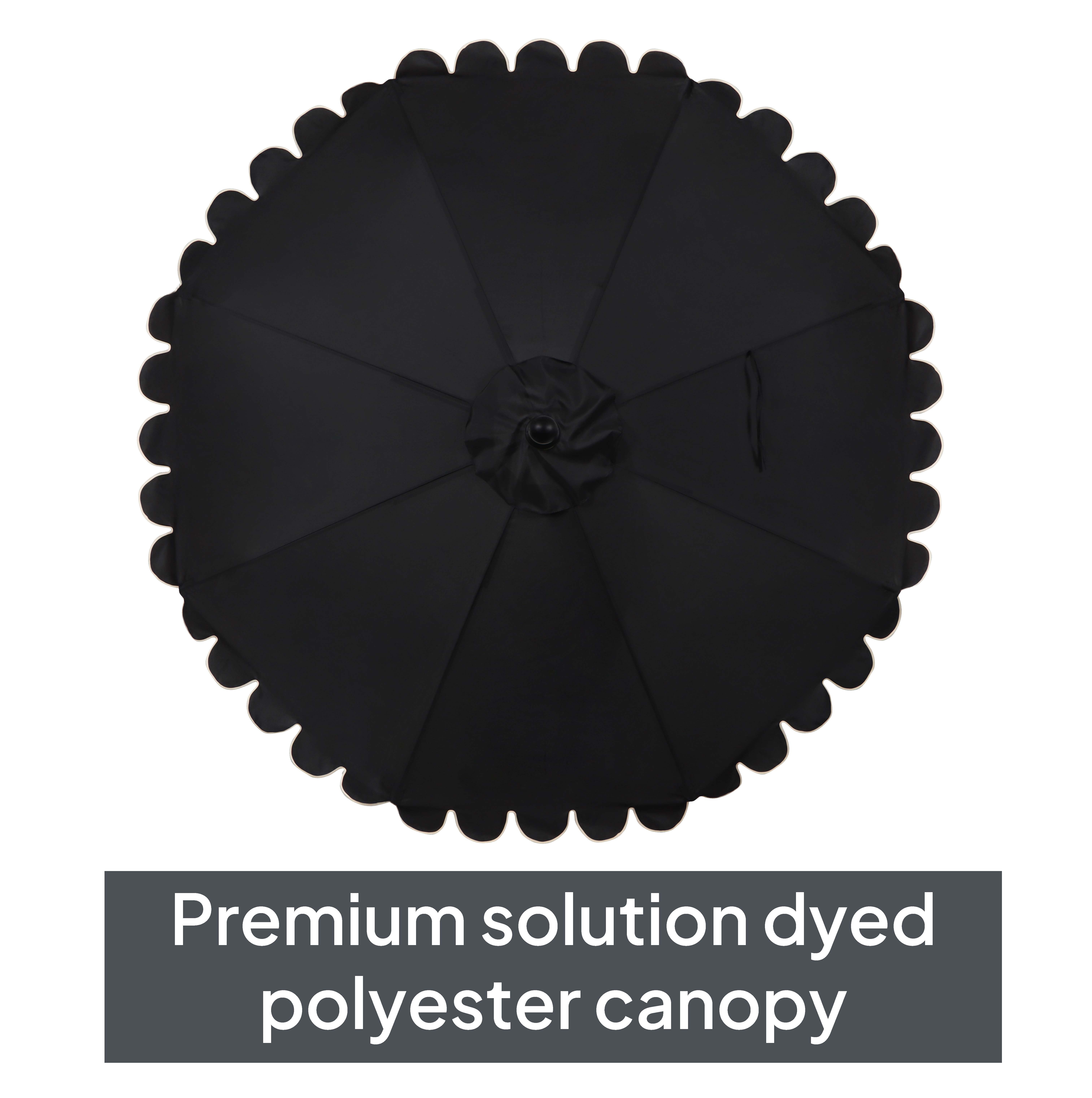 Better Homes & Gardens Premium 9' Black Scallop Market Patio Umbrella, Crank Lift, 3-Angle Tilt