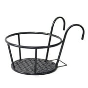 lzndeal Over the Rail Hanging Flower Pot Holder Balcony Railings Wall Round Holder Stand New