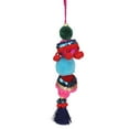 thumbnail image 2 of Northlight 6.25" Blue and Red Bohemian Christmas Pom Pom Ornament, 2 of 3