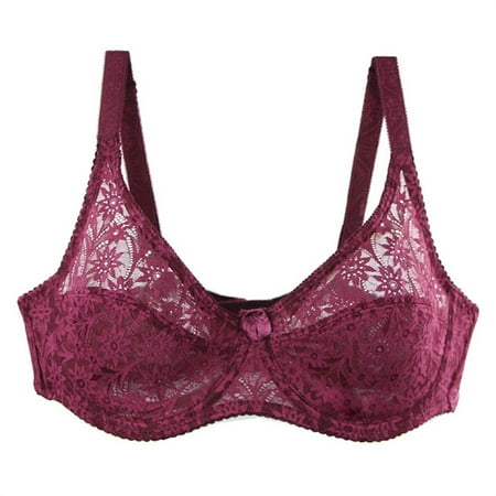 Weikingp Bras for Women  Plus Size Bras Bralette Crop Top Underwear Strapless Lace Lingerie Push Up Bra Sexy Underwear for Women Clearance Wine 80D