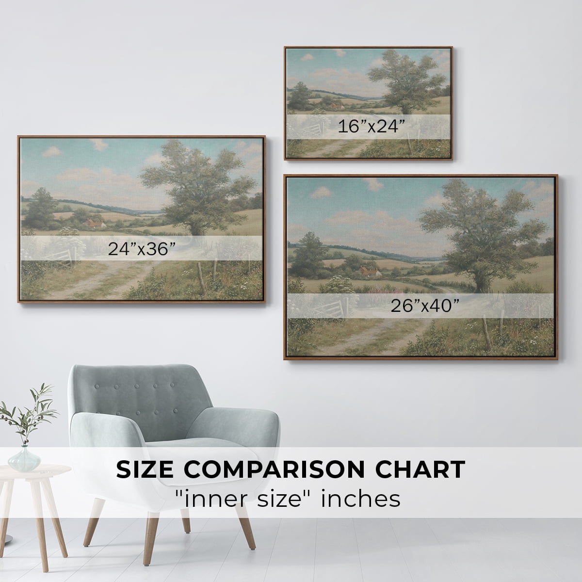 Vintage Landscape-CCL By Wexford Home Framed in Walnut Wood Gallery Wrapped Canvas 17 in. x 25 in.