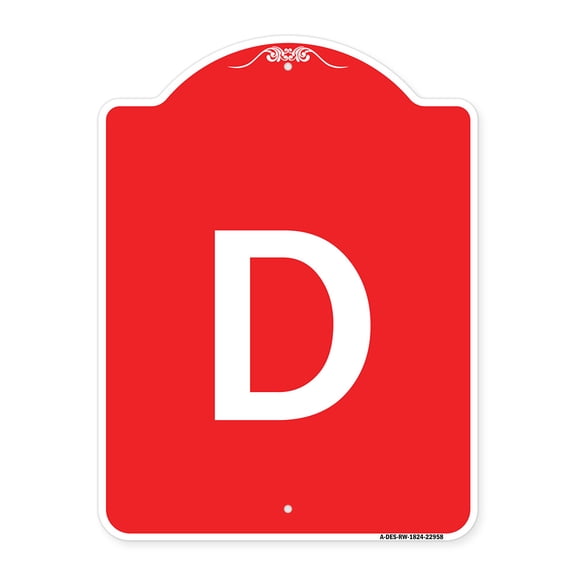 SignMission A-DES-RW-1824-22958 18 x 24 in. Designer Series Sign - Sign with Letter D , Red & White