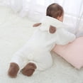 thumbnail image 6 of Adarl Winter Warm Newborn Baby Boy Girl Fleece Jumpsuit Hooded Romper Coat Outwear White 0-3 Months, 6 of 11