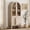 Beige, variant on 71" Tall Arched Kitchen Pantry Cabinet, Wood Bookcase Display Cabinet With Glass Doors And Adjustable Shelves, Mid-Century Modern Versatile Cupboard For Dining Room, Bedroom