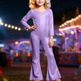 thumbnail image 2 of LIIPEE Girls Romper Glitter Performance Jumpsuit Long Sleeve Stretchy Fit Leotard Kids Comfortable Bodysuit For Stage Play And Dance Breathable Soft Cute One-Pieces,Purple,4-5 Years, 2 of 4