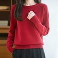 thumbnail image 6 of XPMWRP Base Shirts for Womens Crew Neck Long Sleeves Ribbed Knit Solid Loose Fit Fashion Blouse T-Shirt Pullover Top Red XXL, 6 of 6