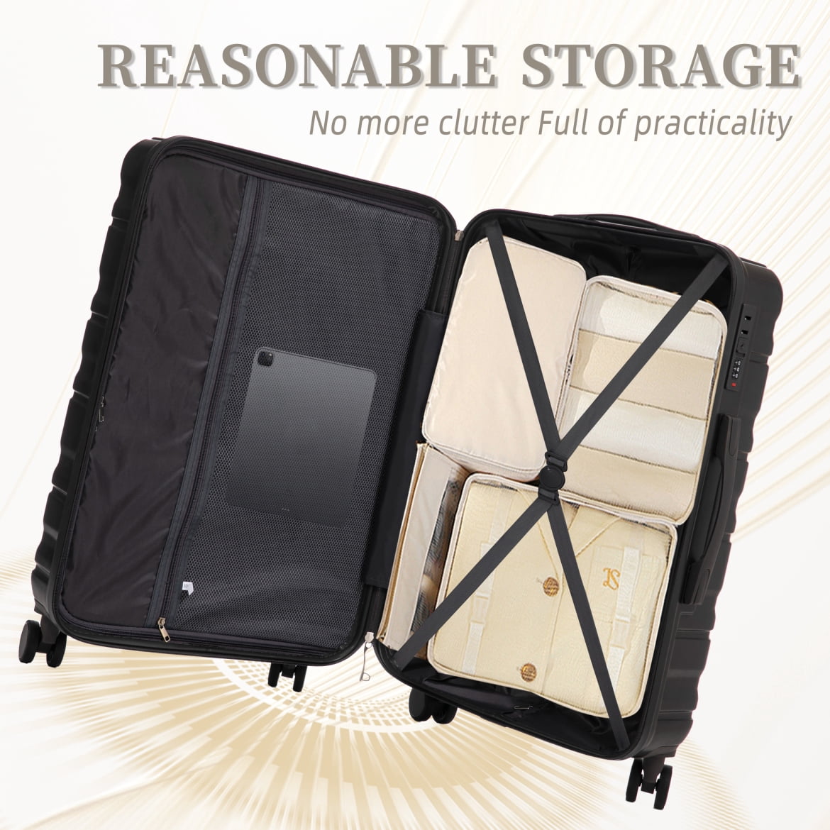 3 Pieces Premium Luggage Set with Expandable Design, 20" 24" 28" Hardside Spinner Suitcases with TSA Lock, Lightweight ABS+PC Checked & Carry On Luggage for International Travel,Dark Gray