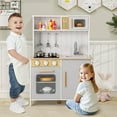 thumbnail image 4 of Costway Kids Kitchen Playset with Lights Sounds Microwave Stoves Oven Cooking Accessories, 4 of 10
