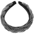 thumbnail image 2 of Accesorio para el cabello con trenza cruzada para mujer, de franela, ancho y gris, 2 of 5