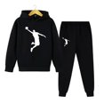 thumbnail image 2 of Conjunto de 2 piezas de sudadera con capucha y pantalones deportivos para niños de 4 a 14 años, conjuntos casuales para niñas, chándales, ropa para niños, otoño y primavera, 2 of 5