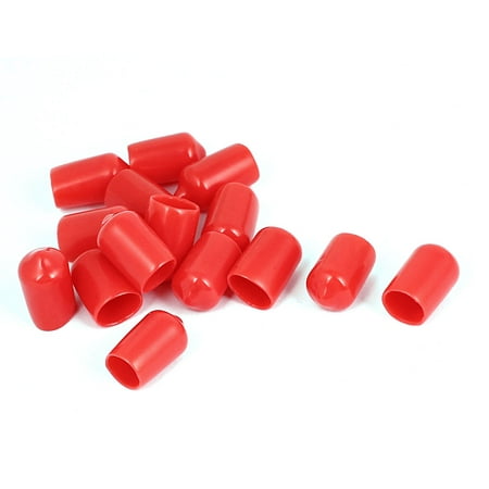 15pcs 10mm Inner Dia Red PE Insulated Vinyl End Sleeves Protector Caps
