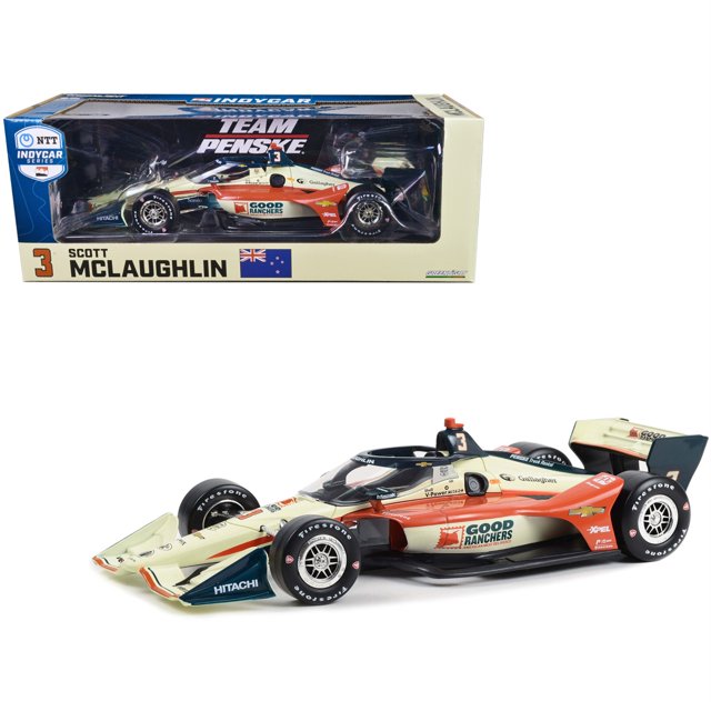 Dallara IndyCar 3 Scott McLaughlin "Good Ranchers" Stylo d'Équipe (Configuration de Route) "NTT IndyCar Series" (2023) Modèle Réduit 1/18 par Greenlight