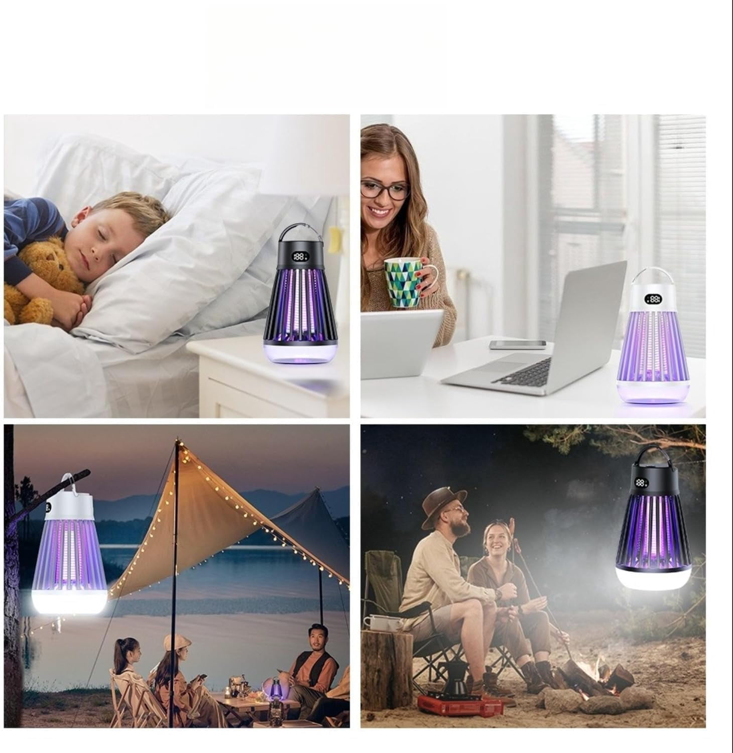zap Zone Defender Original -All-Protection Mosquito Lantern Shockproof, Waterproof & 2-in-1 Design, Rechargeable Indoor/Outdoor Light for Safe Use in Home, Garden and Camping (J3-Black)