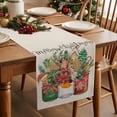 thumbnail image 2 of Burlap Table Runner 90 Inches Long,Merry Christmas Biscuit Floral Botanical Leaf Non-Slip Kitchen Table Runners for Dining Room Everyday Use Party Table Decorations Xmas Trees on Linen, 2 of 9