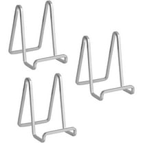 Plate Stands for Display - 4.5 Inch Small Iron Easel Holders for Decorative Plates, Picture Frames, Photos, Plaques (Silver, 3 Pack)
