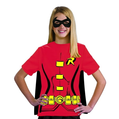 Rubies DC Comics Robin Mask & T-Shirt Costume with Cape, Red Yellow