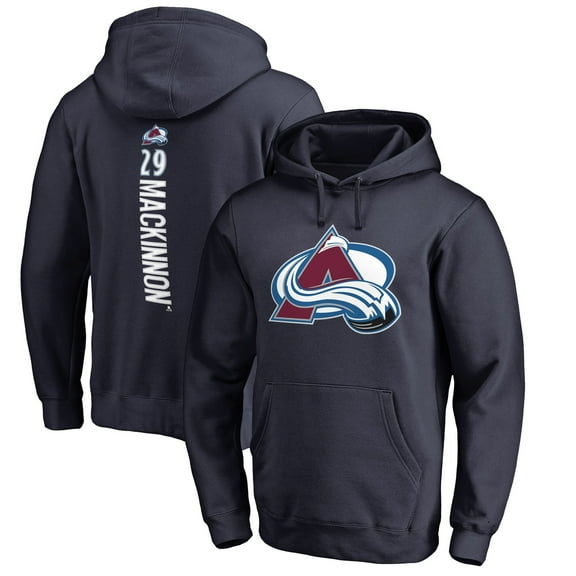 Men's Nathan MacKinnon Navy Colorado Avalanche Backer Name & Number Pullover Hoodie