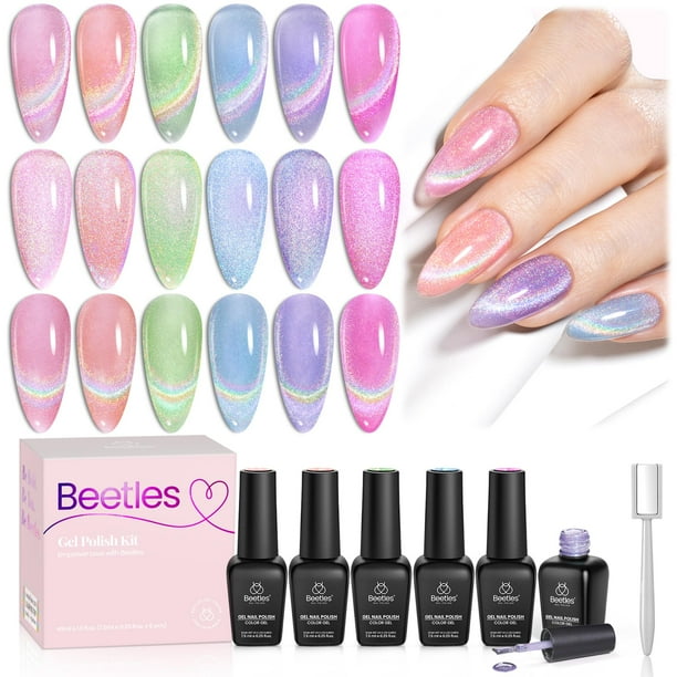 Set de esmaltes de uñas Beetles Cat Eye Gel 6 colores Summer Rainbow