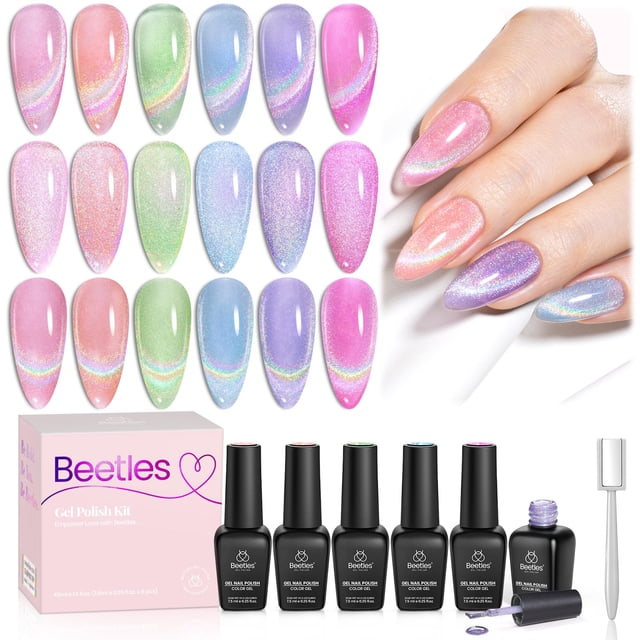 Set de esmaltes de uñas Beetles Cat Eye Gel 6 colores Summer Rainbow