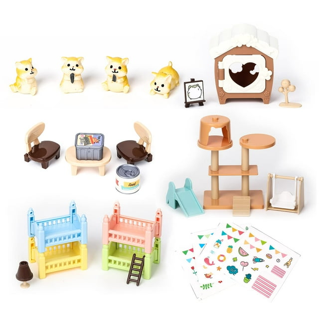 Centro de cuidado de mascotas TQQFUN Pretend Play con 33 figuras de hámster