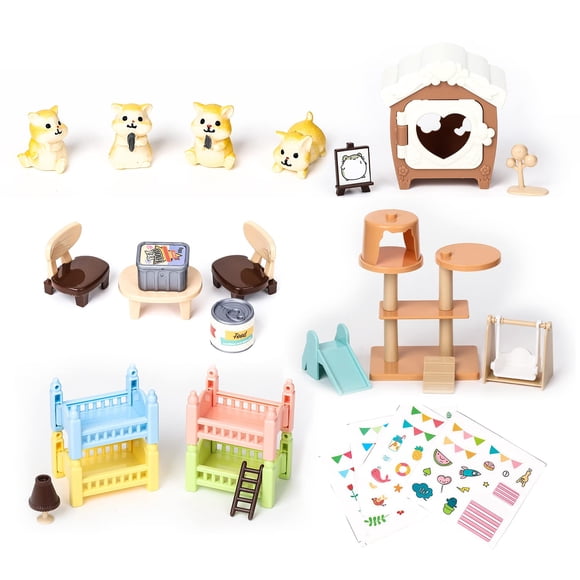 Centro de cuidado de mascotas TQQFUN Pretend Play con 33 figuras de hámster