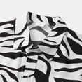 thumbnail image 5 of Inglocry Men's Hawaiian Zebra Print Shirt Button Up Short Sleeve Collar Animal Print Shirt Tops Cheetah Print Tops Zebra L, 5 of 7