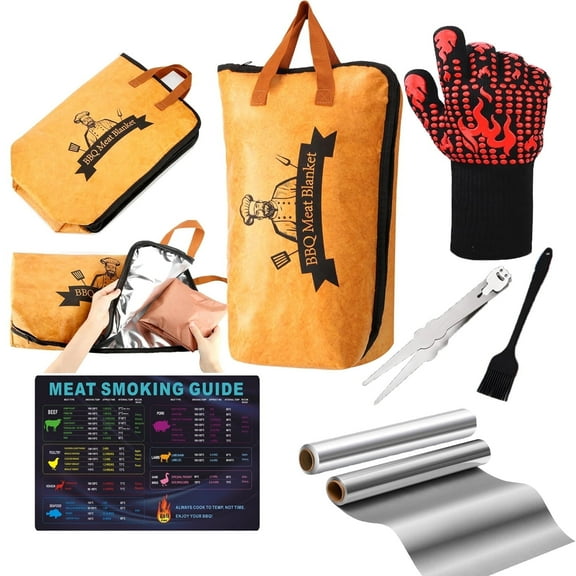 8PCS BBQ Blanket for Resting Meat, Smoker Meat Resting Blanket, Reusable Smoker Grilling Meat Insulated Resting Bag for Brisket Beef Turkeys (21"  15")