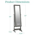 thumbnail image 7 of Yunken Freestanding Jewelry Armoire with Full-Length Mirror, Lockable Makeup Organizer, Velvet Lining, 5 Shelves - Gray Oak, 7 of 7