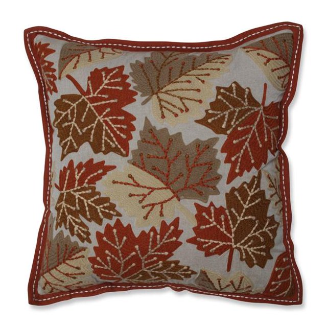 Pillow Perfect 627984 Feuilles Tombantes Récolte Oreiller Décoratif - Orange & 44; Vert & Beige