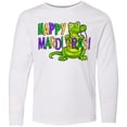 thumbnail image 3 of Inktastic Happy Mardi Gras Cute Alligator with Beads Long Sleeve Youth T-Shirt, 3 of 5