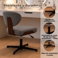 thumbnail image 4 of Fohfurniture Silla de Escritorio Giratoria sin Brazos, Asiento Ancho Tapizada en Tela Acolchada, Ajustable Base de Cruz sin Ruedas, Silla de tocador Madera y Tela Ideal para Dormitorios y Estudio, 4 of 8