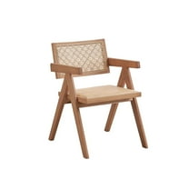 Acme Furniture Furniture Velentina 18" Rattan & Wood Arm Chair in Natural (Set of 2)