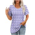 thumbnail image 2 of Puntoco Liquidación de blusas cortas para mujer Blusas estampadas de moda para mujer Camiseta de manga corta Cuello redondo, 2 of 5