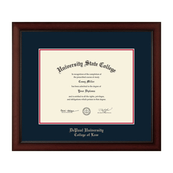 Framerly - Depaul Law Diploma Frame with Navy and Red Mat