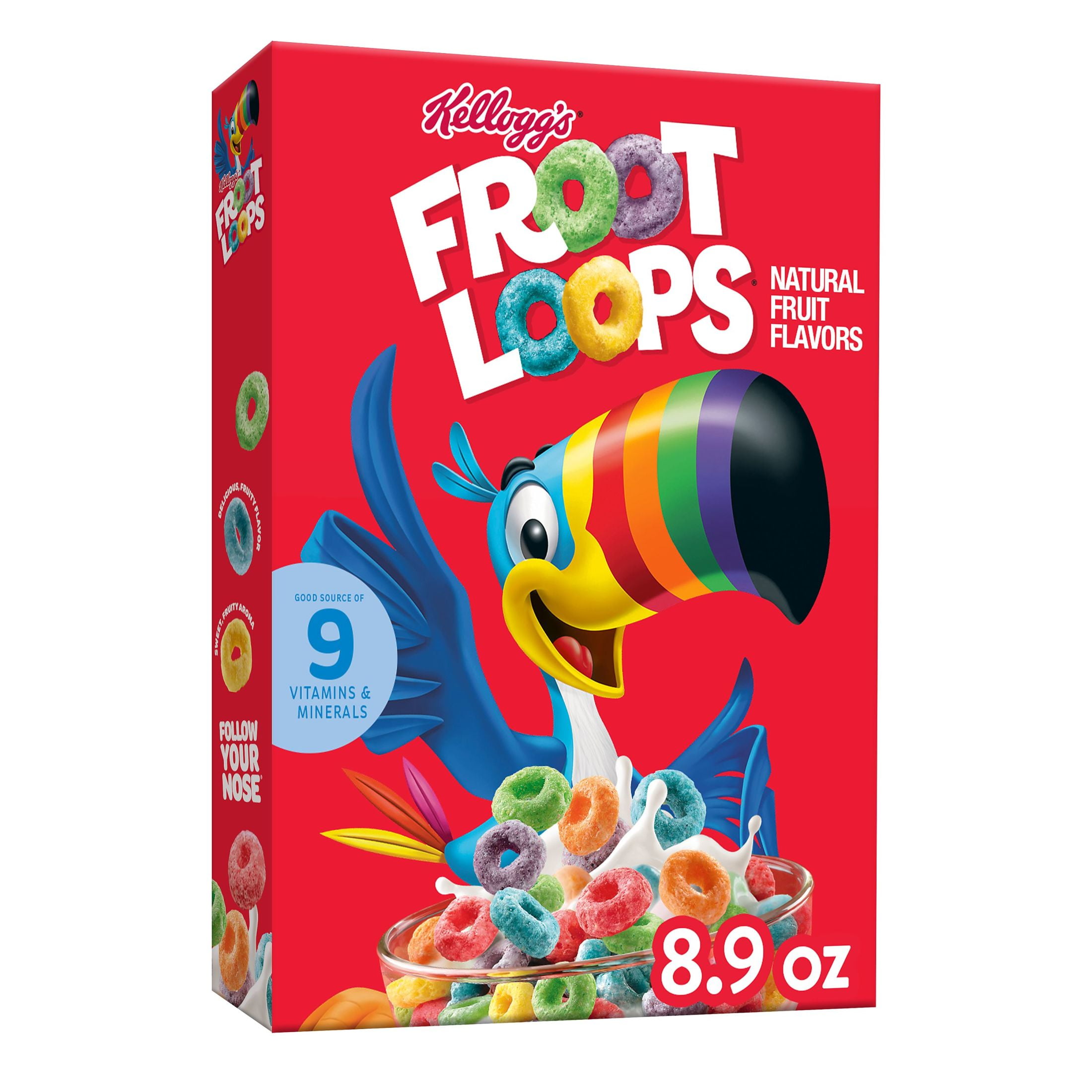 (18 pack) Kellogg's Froot Loops Breakfast Cereal, Kids Cereal, Family Breakfast, Original, 8.9oz Box (1 Box)