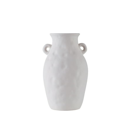 Home Decor Collection 9" White Textured Ceramic Vase with Handles